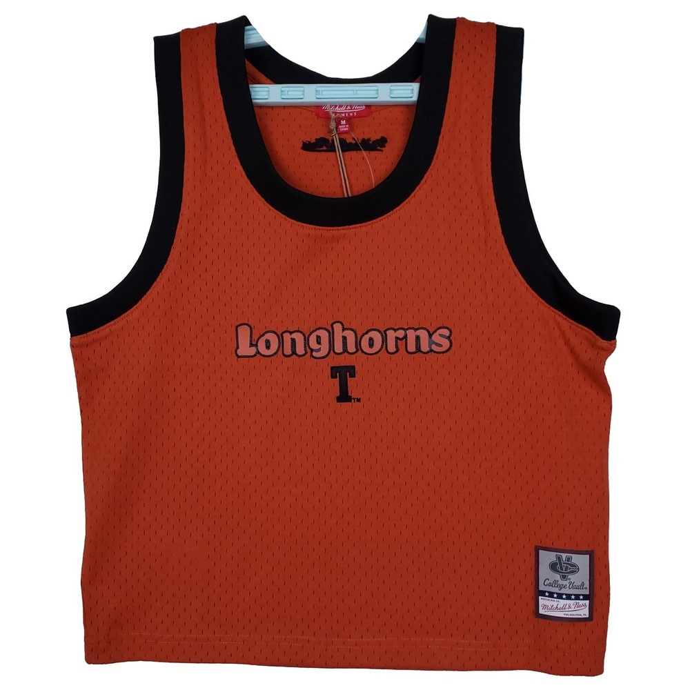 Texas Longhorns Mitchell & Ness NCAA Womens Crop Top Jersey Orange‎ Black NWT